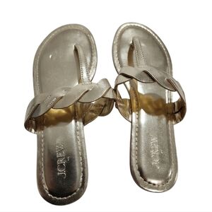 J.Crew metallic gold braided flat sandals Sz 8 Chic Outdoor Summer Feminine